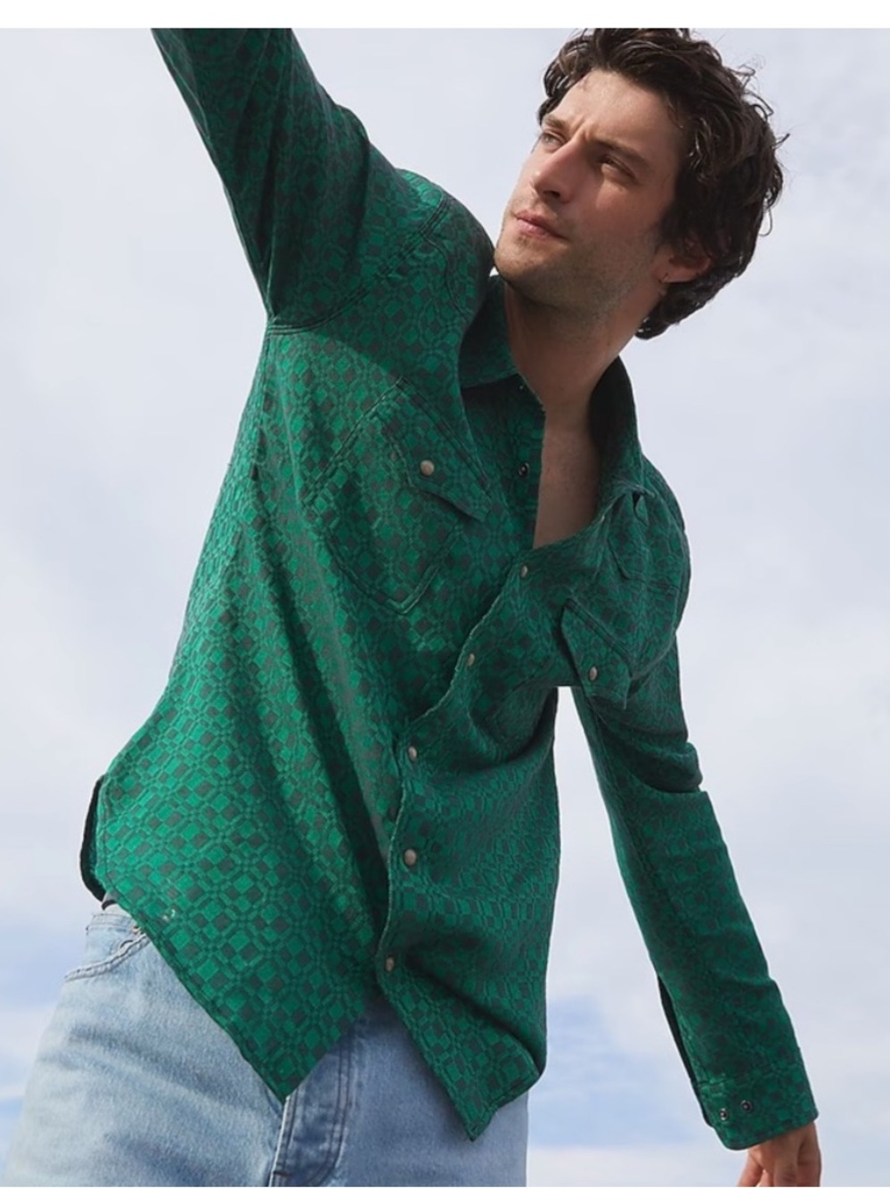 Corridor Overshot Western Long-Sleeve Shirt green medium